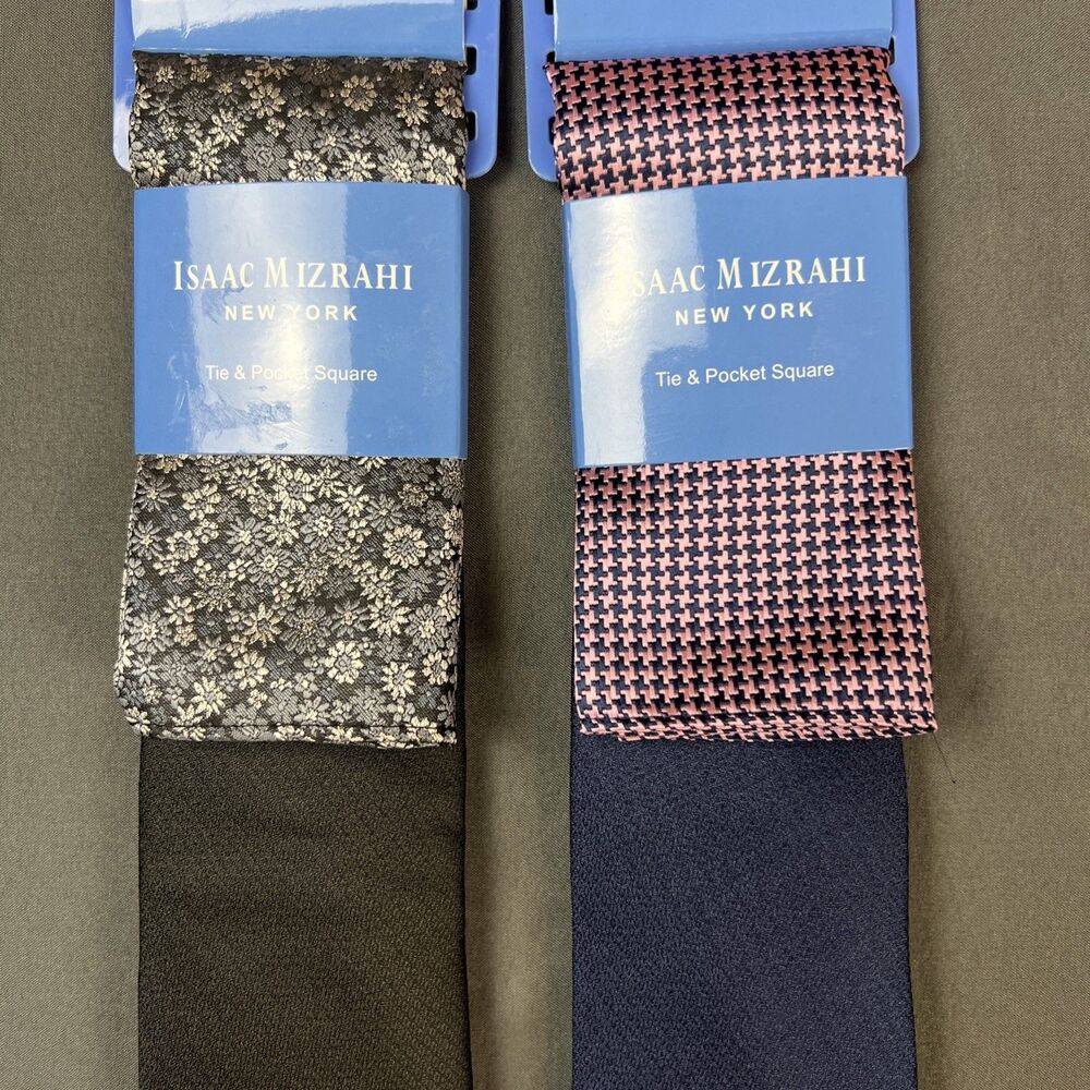 Isaac Mizrahi Tie & Pocket Square Lot - Picture 2 of 3